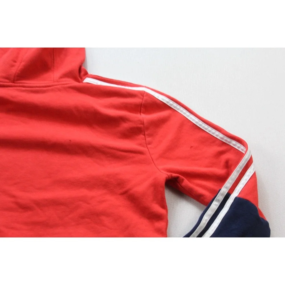 Adidas Boy Red Blue Hooded Sweater Long Sleeve Casual size Large